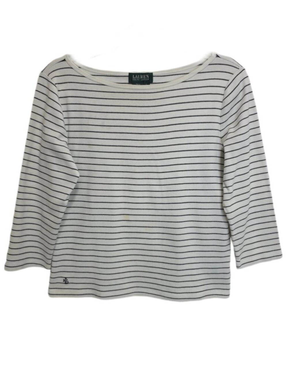 1442 Designer Lauren Ralph Lauren 3/4 Sleeves Striped Pullover Top Sz.L Womens